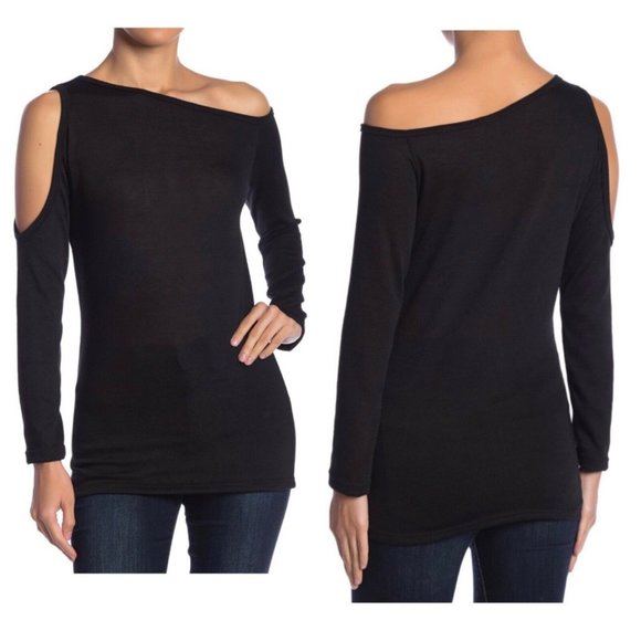 Go Couture Solid Off The Shoulder Cutout Sweater - Picture 1 of 6